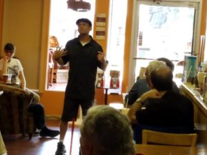 Coffee Phix Cafe's Author-Author July 2016 event started Zachary on his mission as a cerebral palsy/disability awareness speaker.