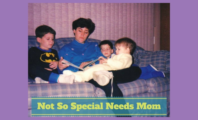 Not So Special Needs Mom, Zachary's mother reads to him and his two able-bodied brothers back when they were kids.