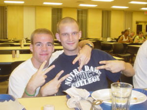 Fall 2008- Michael Mannozzi and I pose for a picture while inside Notre Dame College's Dining Hall.